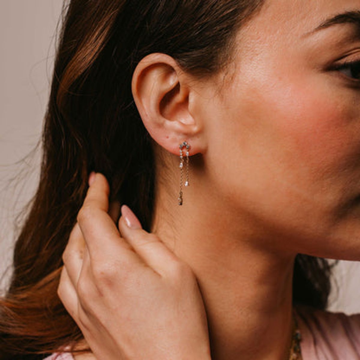 Rainfall øredobber i forgylt 925 sølv med stene