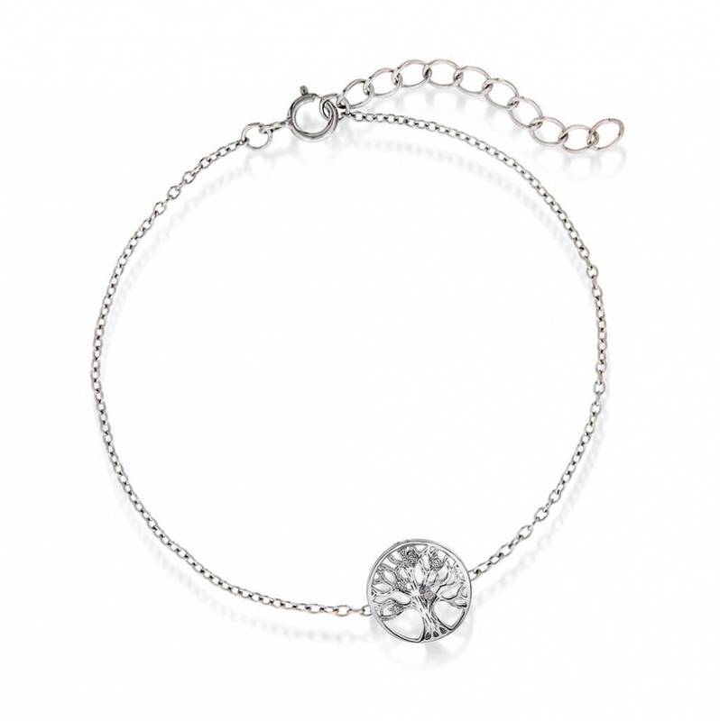  Livets tre armband, sølv med zirkonia