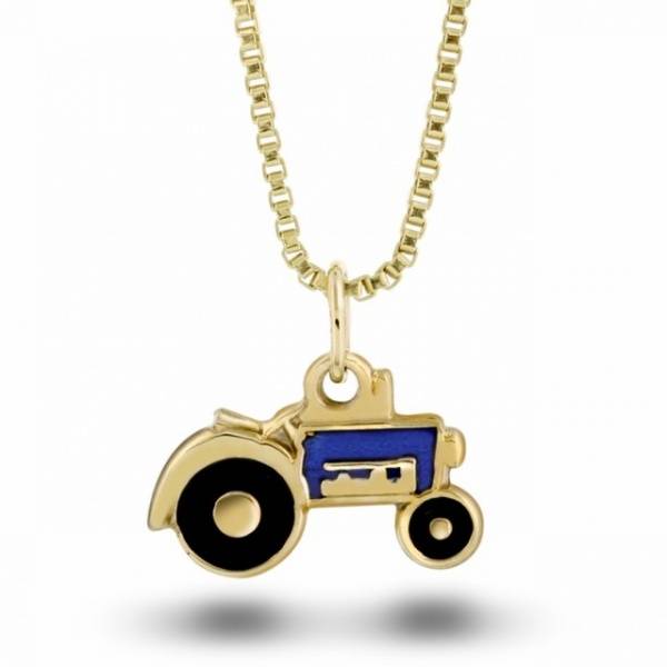 Hovedbilde Traktor gull smykke, med blå ...