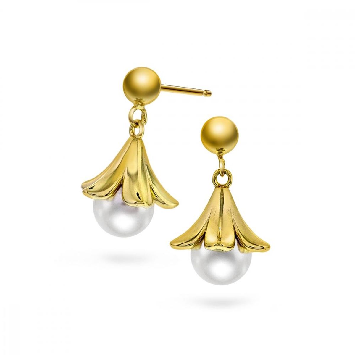 Ørepynt i forgylt sølv med perlemor