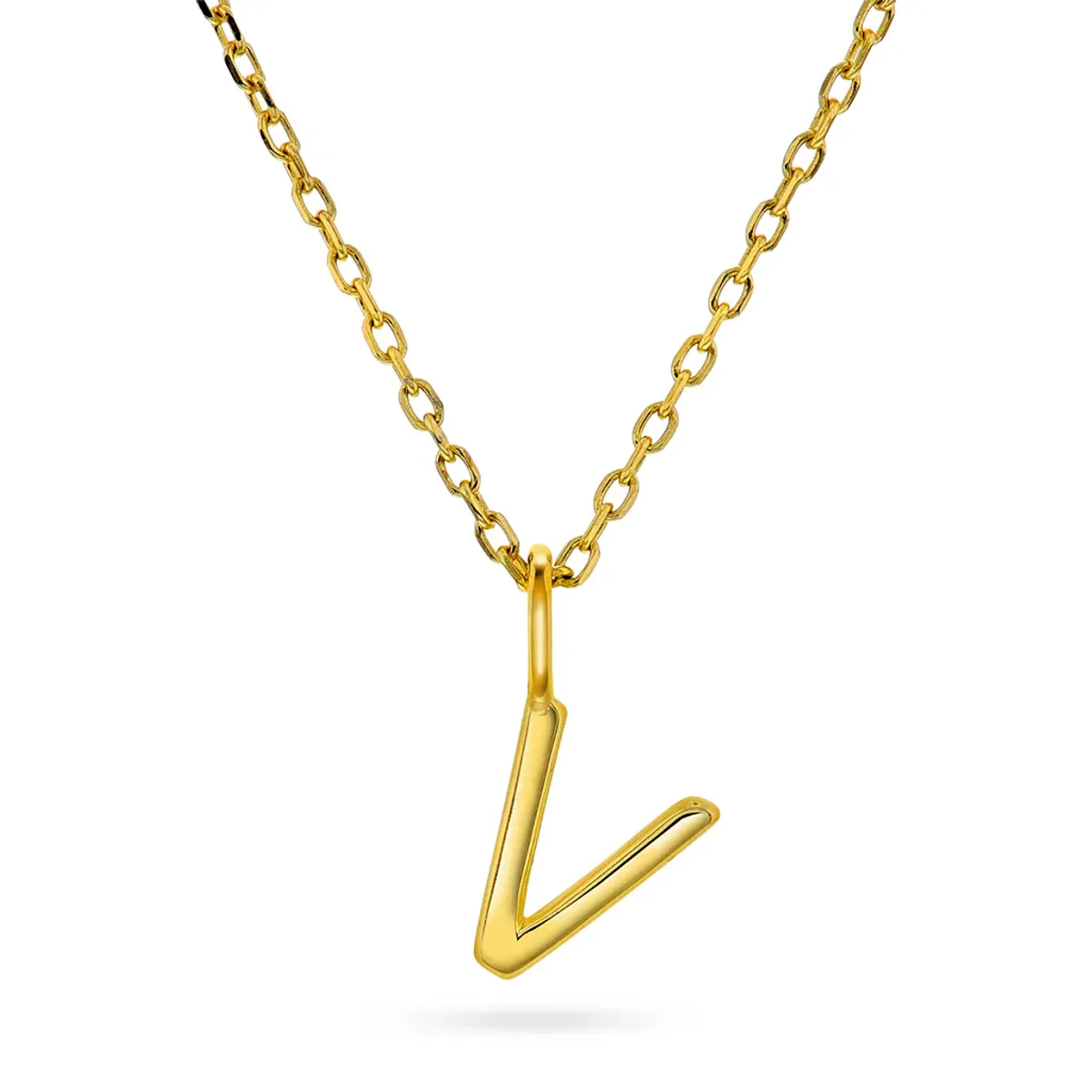 Bokstav smykke i forgylt sølv V