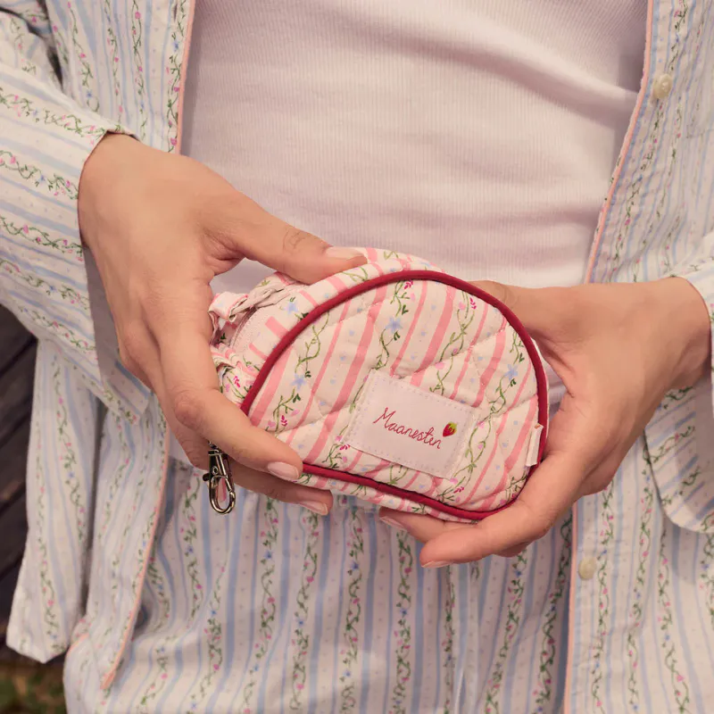 Rui Nøkkelring Veske Summer Stripes Peach, Maanesten