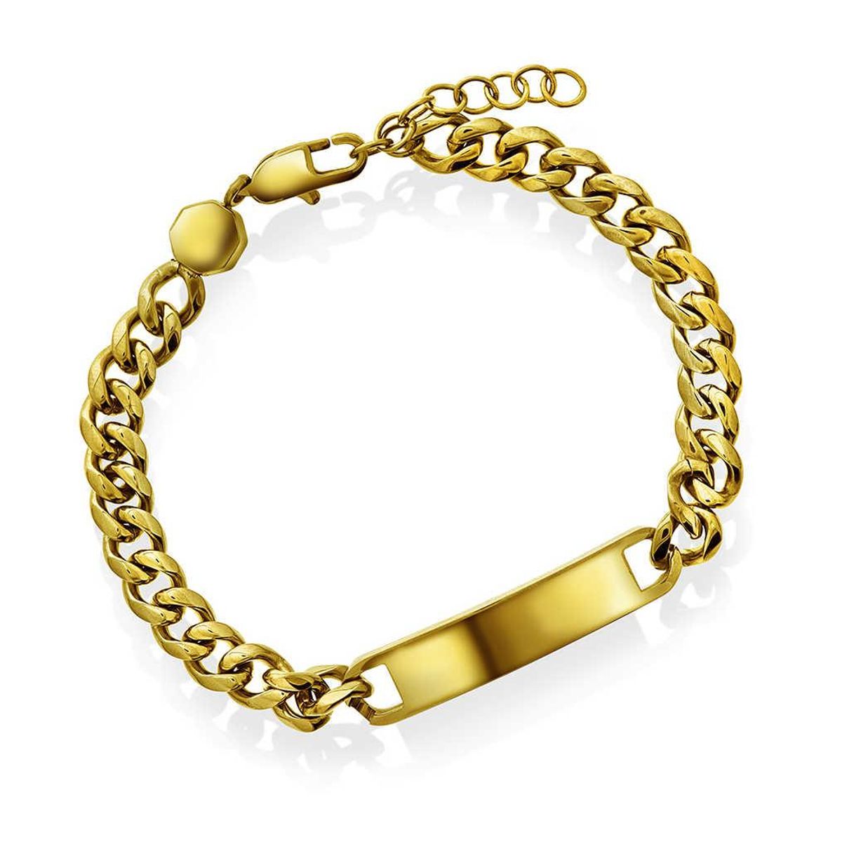 Will armbånd i forgylt stål med plate