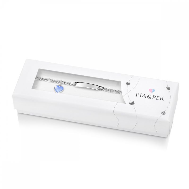 Pia og Per Lyseblå hjerte armband ID-plate