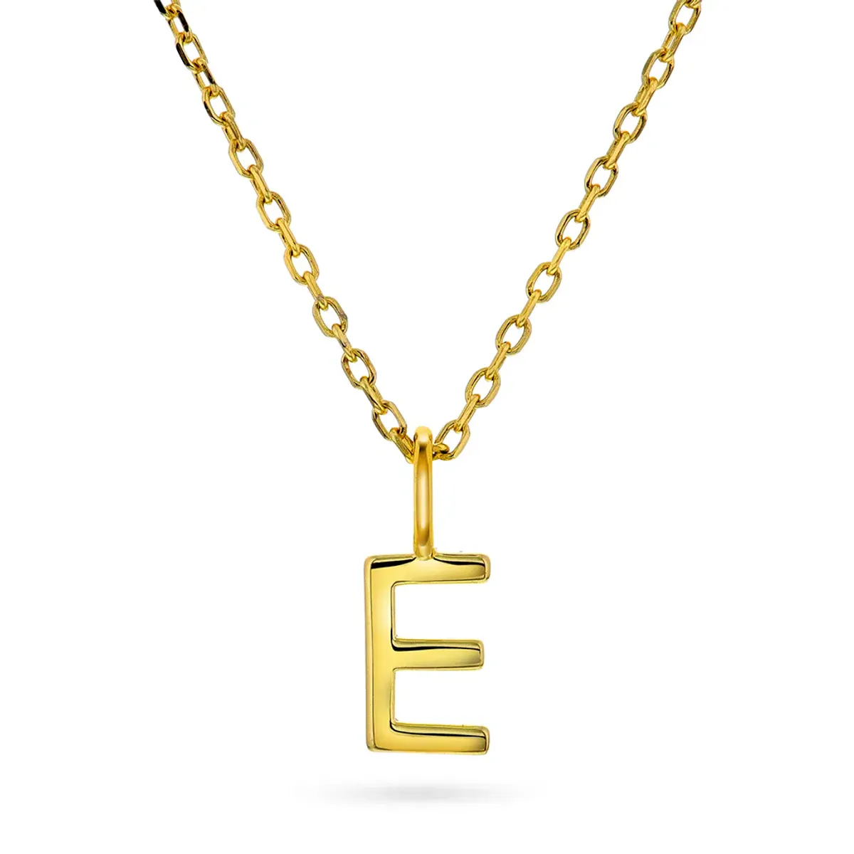 Bokstav smykke i forgylt sølv E