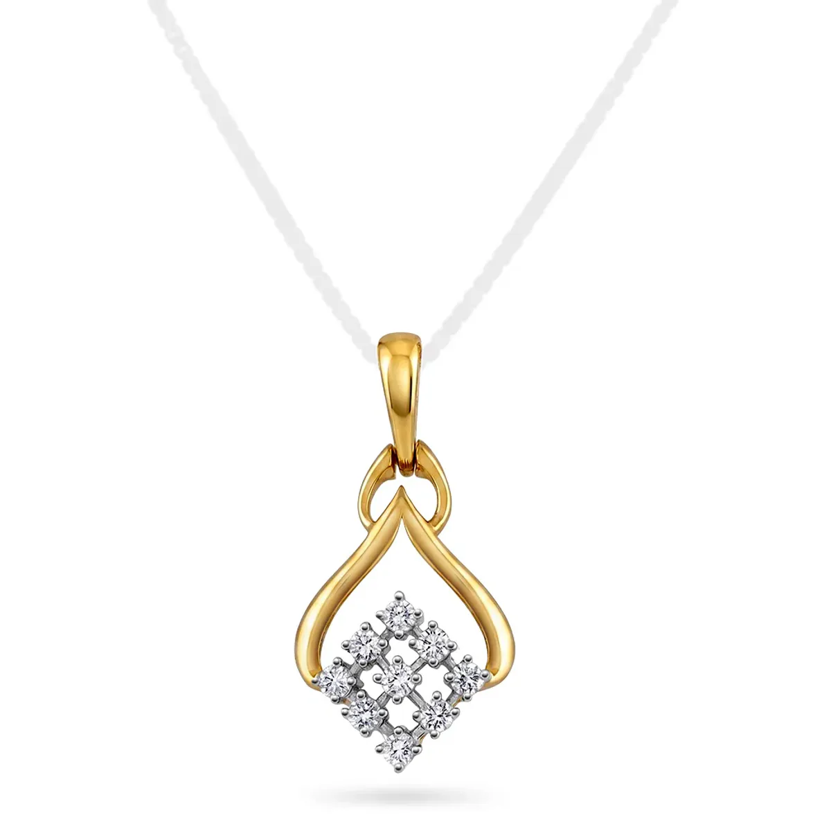 Anheng i gull med diamanter 0,08 ct