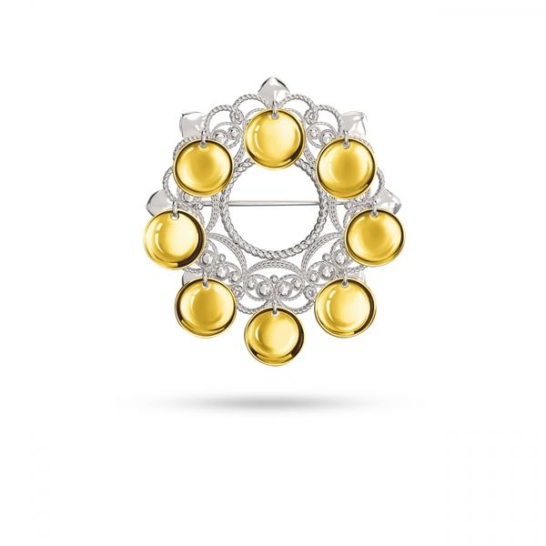 Hovedbilde Solveig sølje med løv - 50 mm