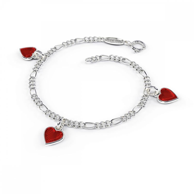 Pia og Per Rød hjerte armband m/charms