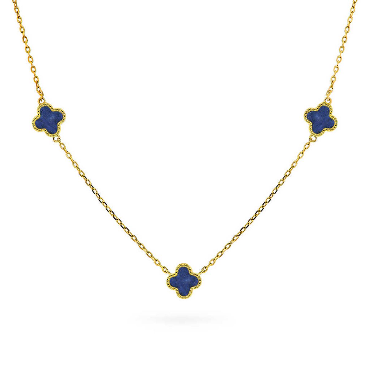 Smykke i sølv med havblå kløver